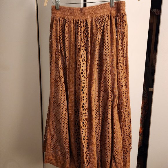 Alice + Olivia Eyelet Skirt Brown Size 14 - Picture 1 of 3